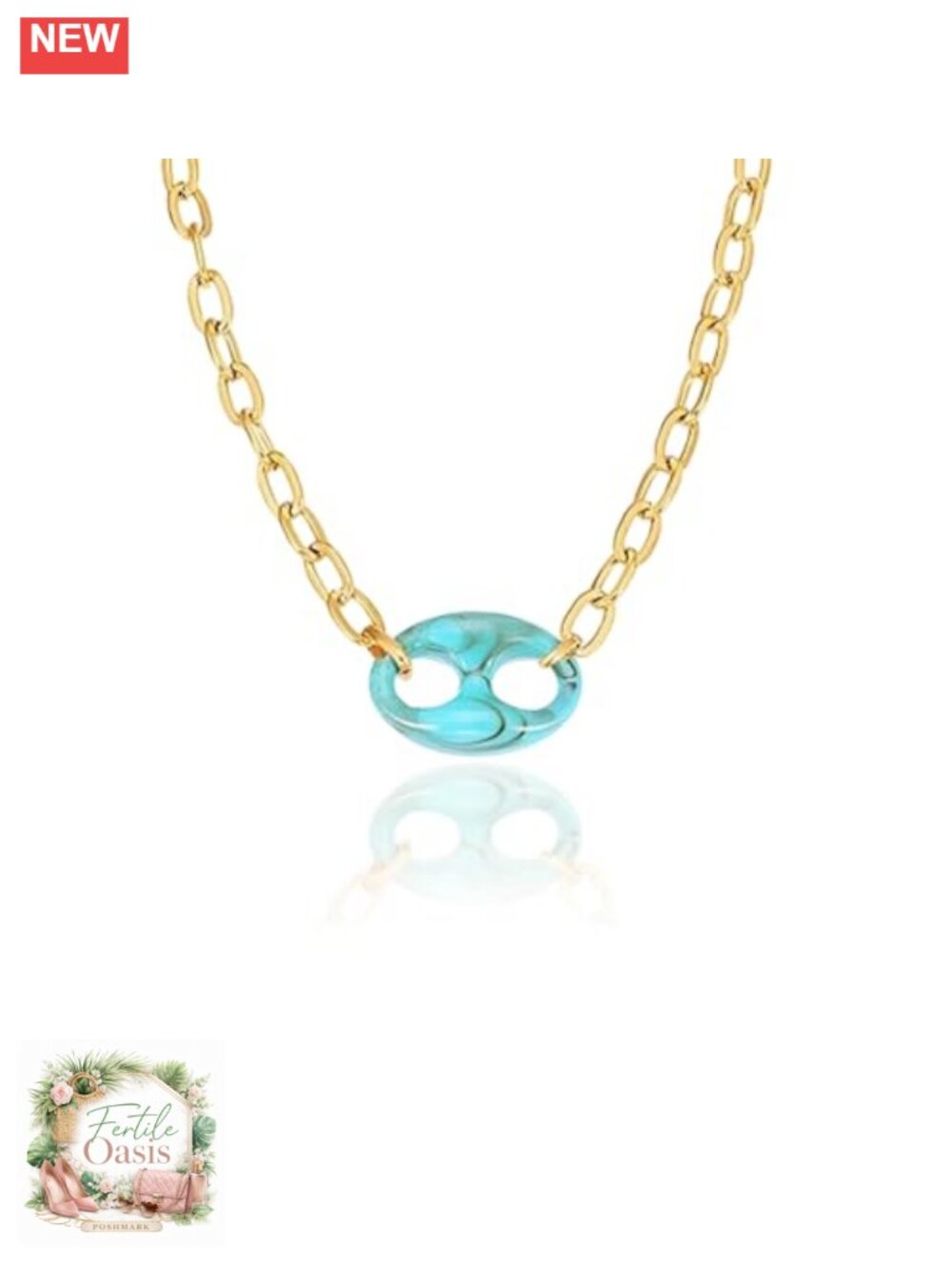 18K Gold Plated Resin Pig Nose Pendant Necklace Dainty Adjustable Chain